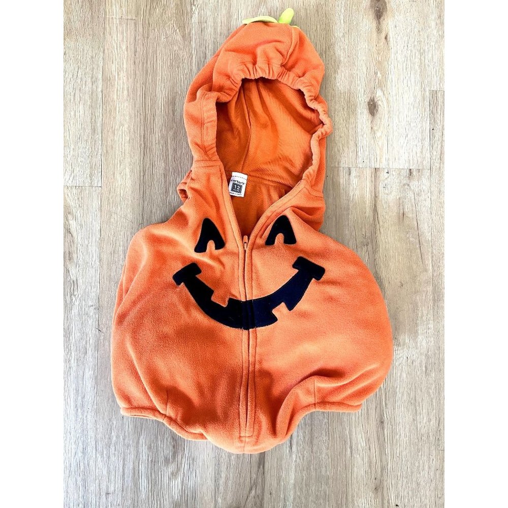 Carter's Orange Pumpkin Hoodie Costume with Black Jack-O'-Lantern Face